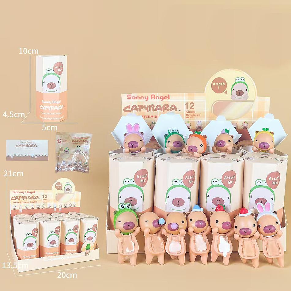 In Stock 12pcs Capybara Blind Box Keychain Cute Snot Bear Figure Mystery Box Doll Pendant Wholesale Accessories Decorations