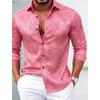 Men's Satin Floral Long Sleeved Shirt with Luxurious Lapel and Button Gloss for Business and Leisure Parties