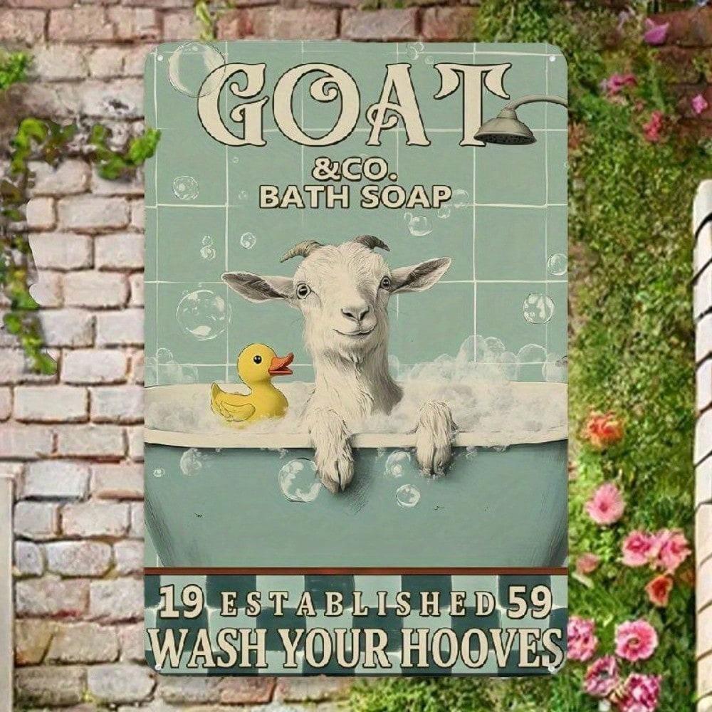 Vintage Goat Tin Sign Farmhouse Wall Art 8x12 Inch Retro Bathroom Decor Metal Plaque Funny Home Bar Cafe Man Cave Gift