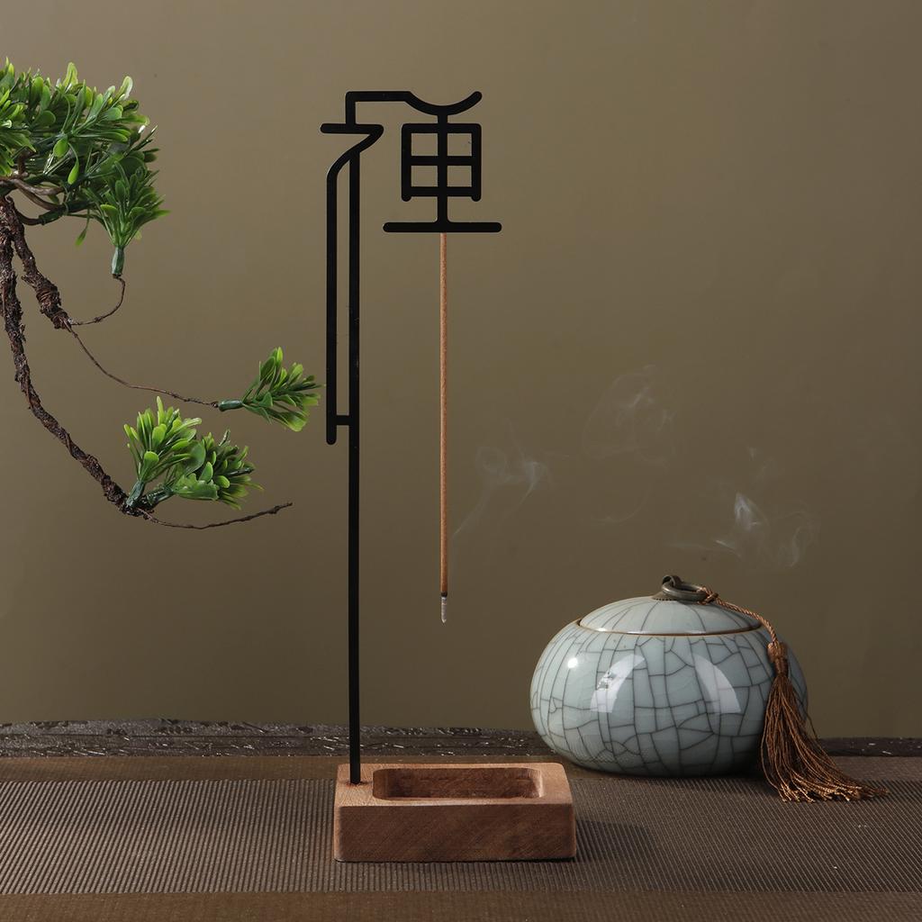 Chinese Zen Incense Holder for Sticks Upside Down Incense Burner with Wooden Ash Catcher Buddhism Supplies Home Decor