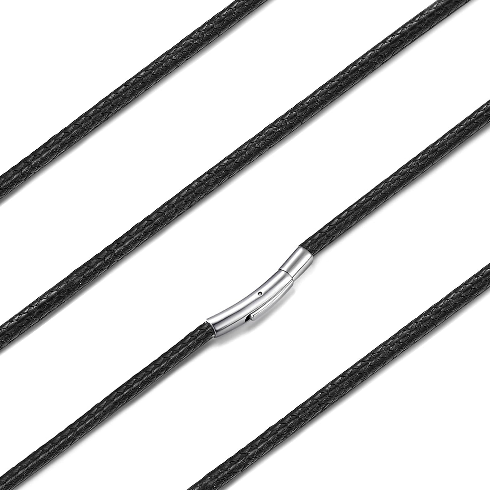 

[ChainsHouse] Women s Necklace, Men s Chain Only, Black Cord Necklace, Hypoallergenic, 60cm, 2mm, Black Accessory