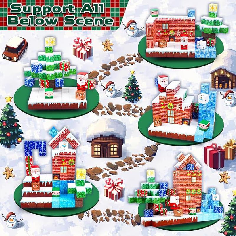 Non-Toxic Build Your Christmas World Magnetic Cube Magnet Stone Building Blocks Kids Gift Puzzle Children Toy Magnetic Assemble The Model