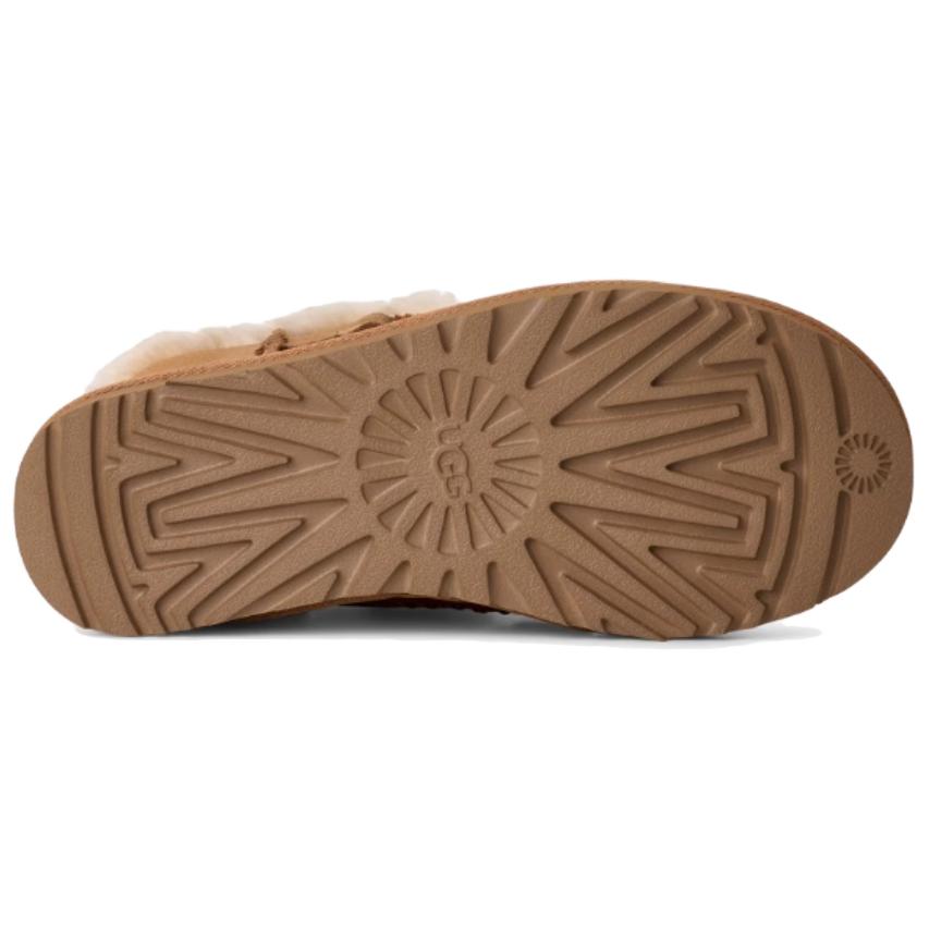 UGG Classic Novelty Cow Split Leather Short Snow Boots Women's Chestnut 1174574-CHE