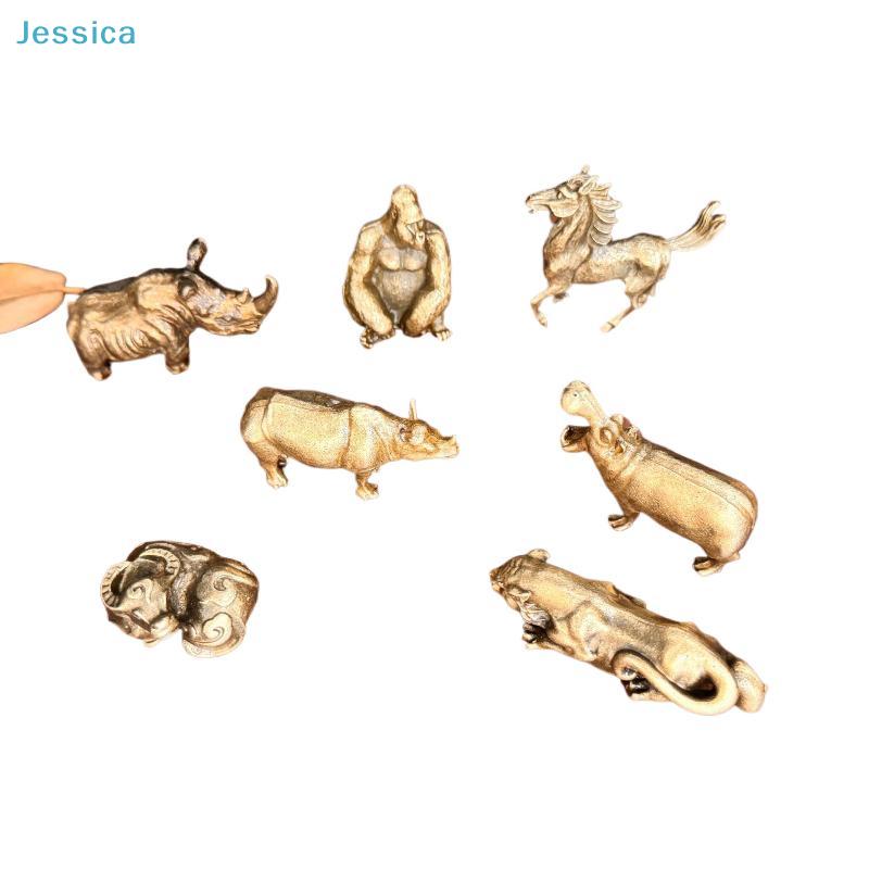 Ensemble de Mini Figurine Animal en Laiton | Petite Statue Animal Sauvage Décor pour Bureau, Étagère & Collection