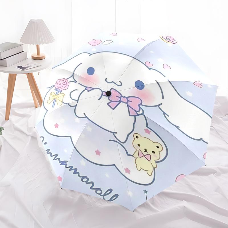 1pc Cinnamoroll Automatic Folding Umbrella - Portable 3-Fold Design with 8-Bone Iron Frame, Perfect for Outdoor Use, Festive Gifts, Fans, Travel, Dail
