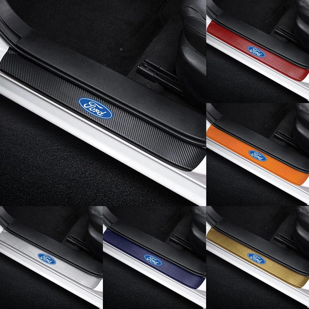 Car Sticker 2025 Hot Car Styling 4pcs Carbon Fiber Auto Door Sill Protector Stickers For Ford Focus 2 3 4 Mondeo Fiesta Ecosport