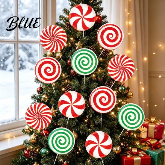 Spiral Candy Cane Party Supplies 12Pcs Christmas Yard Stakes Hollow Board Garden Decor with Metal Spikes Themed Seasonal Decorations Red White Green