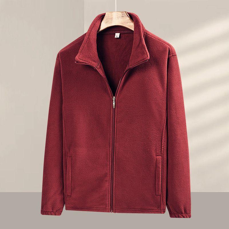 Spring Autumn Mens Fleece Jacket    Stand Collar Softshell Outwear Thermal Warm Coat