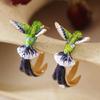 Elegant Hummingbird Enamel Earrings Sturdy Alloy Fashion Statement Pieces for Trendy Women Party and Daily Wear