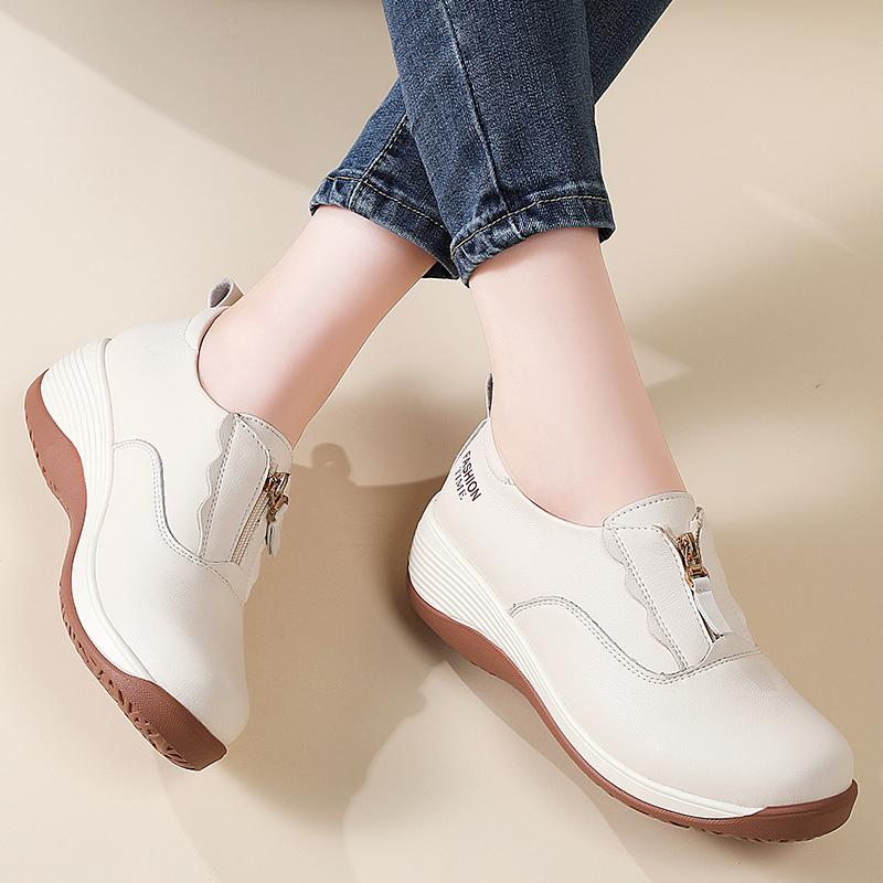 Damen Plateau Loafers Mokassins Casual Slipper Dicke Sohle Elevator Shake Schuhe für Mutter Übergröße