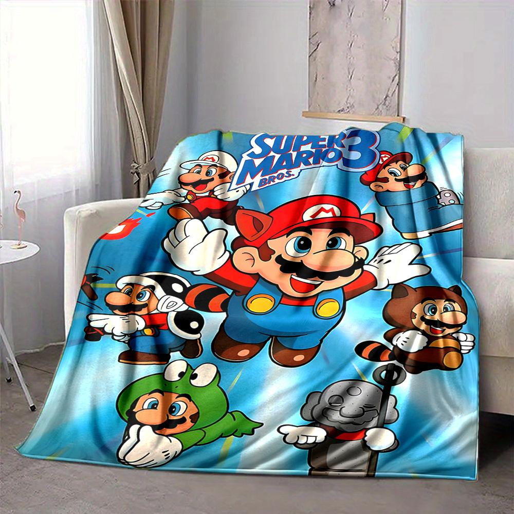 

1 шт. Мягкое и теплое фланелевое одеяло Mario Bros, Многоцелевое покрывало для дивана, Софы, Офиса, Кровати, Кемпинга, Путешествий 80x120cm