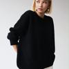Women Autumn Winter Knit Crew Neck Long Sleeve Loose Solid Color Knitted Sweater