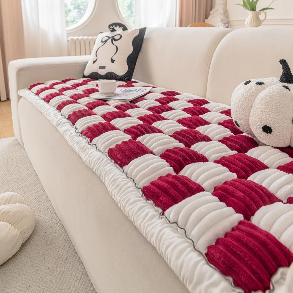 Modern And Simple Flannel Sofa Cushions 2025 New Autumn And Winter Anti Slip And Dustproof Thick Cushion Cover Cloth Towel