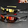2 Pieces Fashion Vintage Sports Sunglasses Men Women Fishing Running Cycling  Sport Man Sun Glasses Anti-Glare UV400 Eyewear