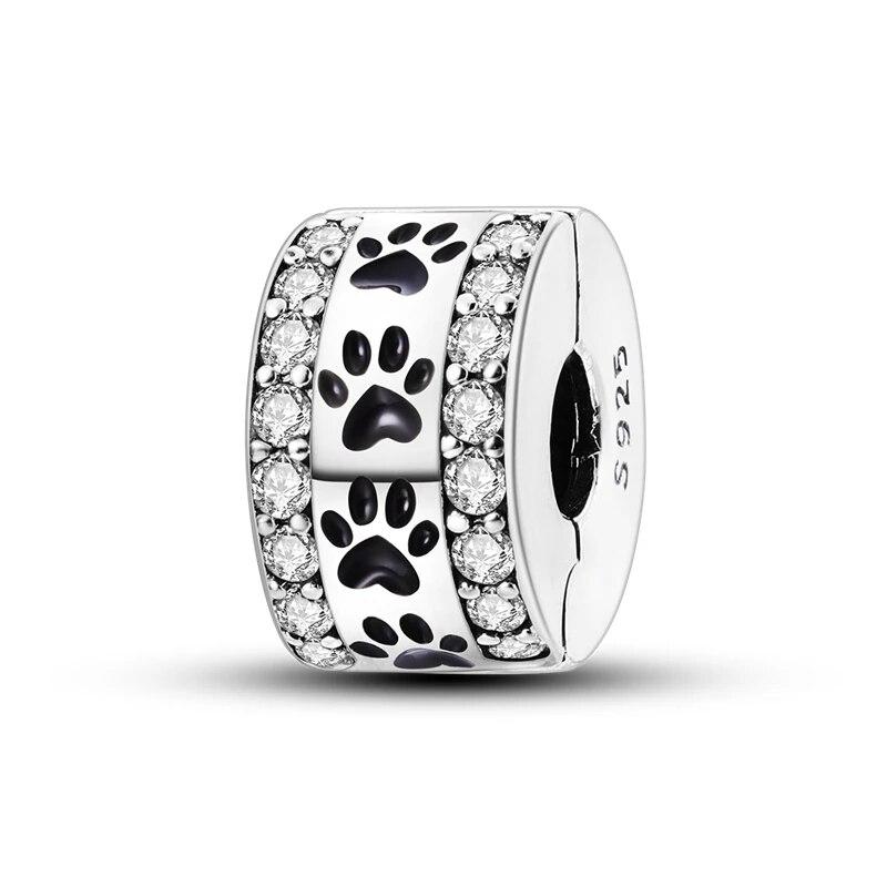 Nové přívěšky Bezpečnostní řetízek 925 Sterling Silver CZ Pave Charms FitNová spona na náramek DIY luxusní šperkový dárek