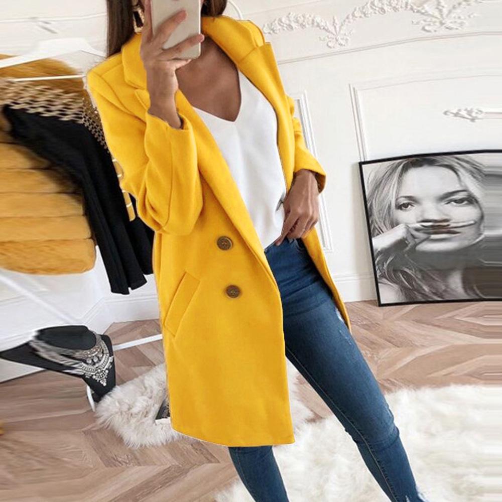 Women's Solid Color Lapel Mid-length Button Imitation Woolen Coat Spring Furry Outerwear Type 2024 Autumn Winter Plus Size New Faux Fur Coat
