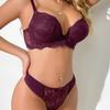 Sexy Lace Push-up Padded Bra Set Breathable and Comfortable Panties Anti-sagging and Side Boob Support Underwear