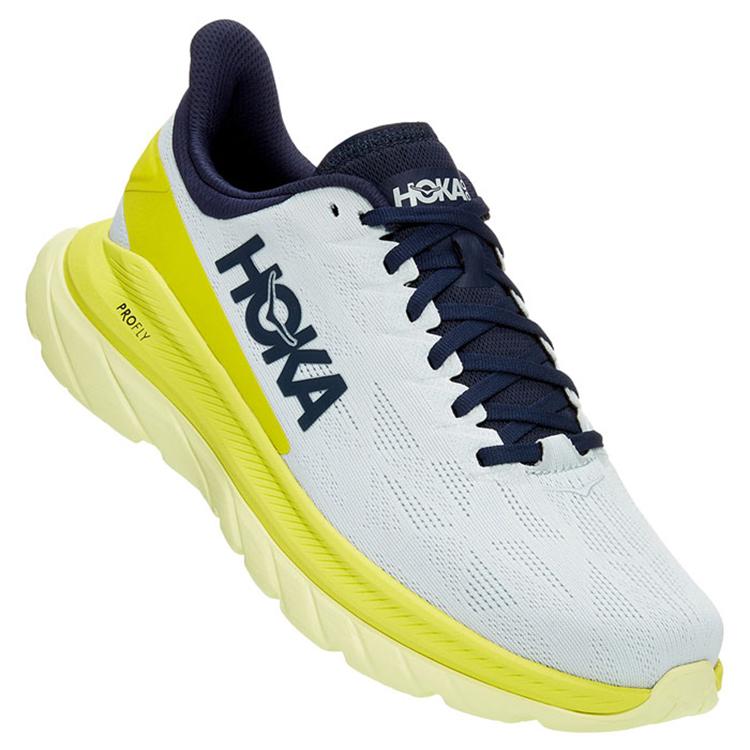 HOKA Mach 4 Blue Flower Citrus Men Sneakers White 1113528-BFCT