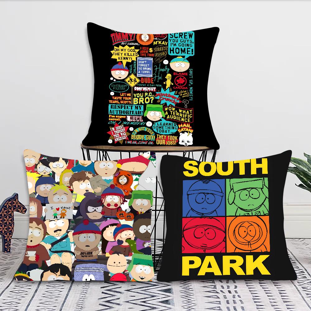 Funny S-South-P-Park Anime Pillow Case Square Pillow Bedroom Sofa Leisure Comfort Cushion Car Living Room Home Decoration