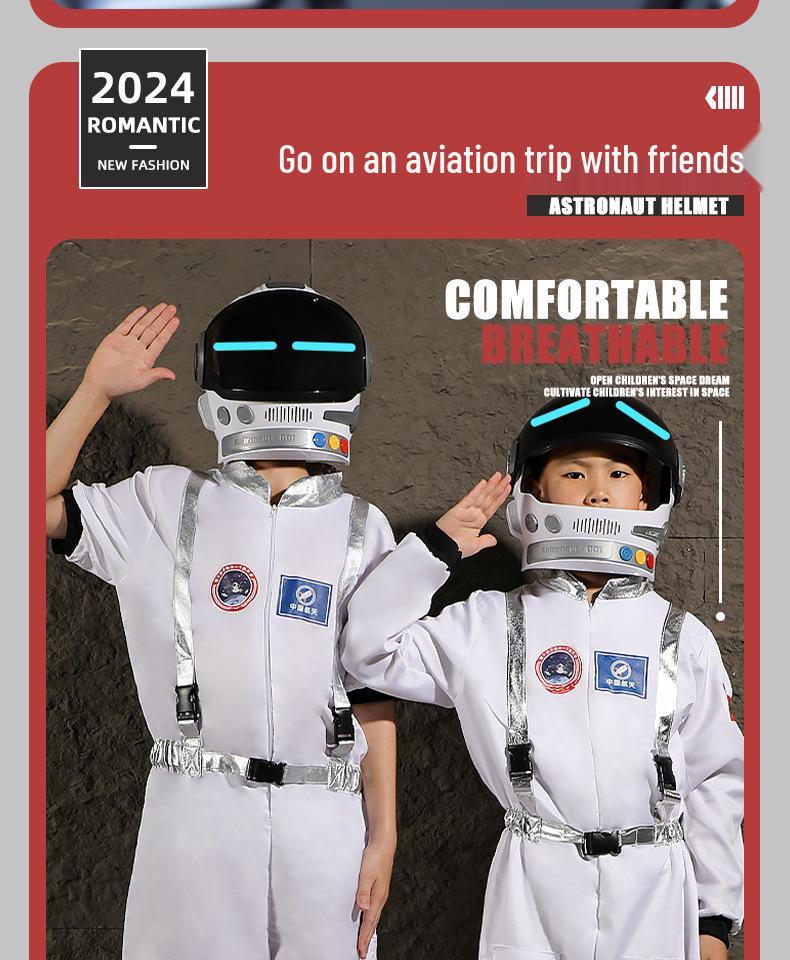 Kids' Short-Sleeve Space Astronaut Costume with Light-Up Helmet