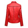 Women Jacket Solid Color Faux Leather Windproof Slim Lady Coat for Motorcycle Riding