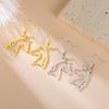 Horse Head Earrings Stainless Steel Jewelry Hollow Animal Pendant for Women Girls Gold Color Zodiac Horse New Year 2026 Trend