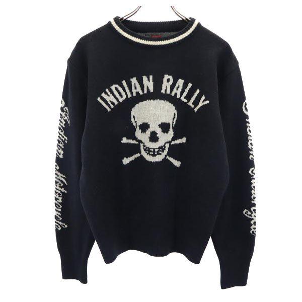 

INDIAN MOTORCYCLE шерстяная смесь Вязаный свитер с длинным рукавом 38 Серия Black Мужской Б/у