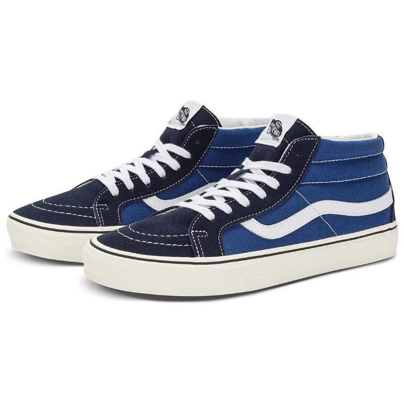 Vans SK8 MID REISSUE Canvas Fashion Comfort Wear Resistant Mid Top Skate Shoes Unisex Denim Blue VN0A391F5TU