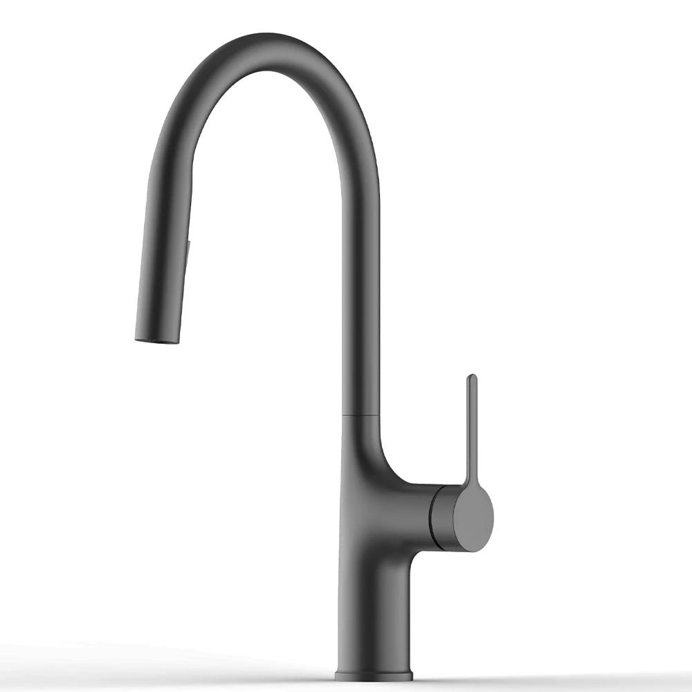Bagnolux Black Brass Deck Mounted Kitchen Faucet Two Function Single Handle Pull Out Mixer Hot and Cold Water Pull Out Taps