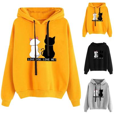 2025 Autumn and Winter New Casual Cartoon Print Long-sleeved Sweater European and American Loose Women's Hoodie Top