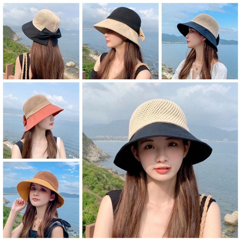 Japanese Bowtie Fisherman Hat Crochet Knitted Bucket Hat Lovely Bow Sun Hat  Beach