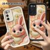 Phone Case: 2D Flat, Suitable for Samsung Galaxy A34 A35 M05 M06 S20 S22 S21 FE Plus 5G Protective Case, Pink Bunny Head, Perfect Holiday Gift for Chr