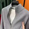 Men's Slim Fit Zip-Up Cardigan - Autumn Knit Sweater with Half-High Collar