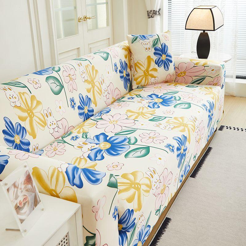 

Universal Sofa Cover Full Coverage High Elasticity Cover Anti Slip Sofa Cushion Full Cover Dust Cover Old Nordic Style 90-140cm