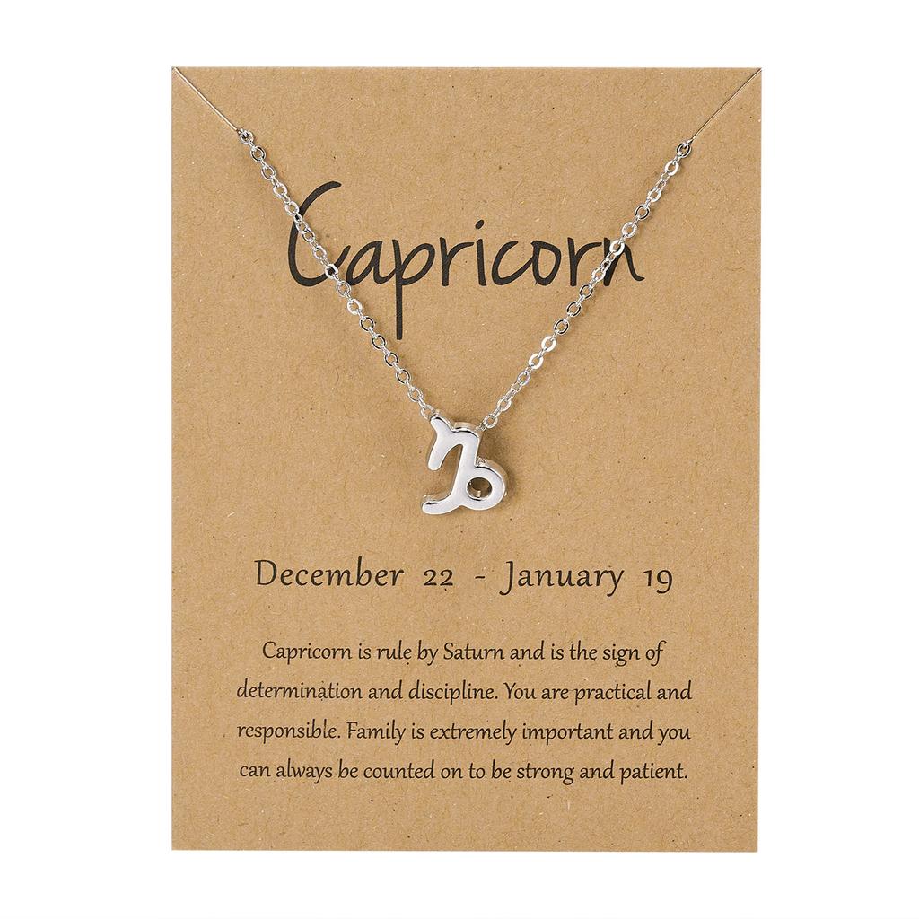 12 Constellation Pendant Necklace Zodiac Sign Jewelry Choker Necklace Charm Necklace Birthday Gifts Message Wish Card for Women
