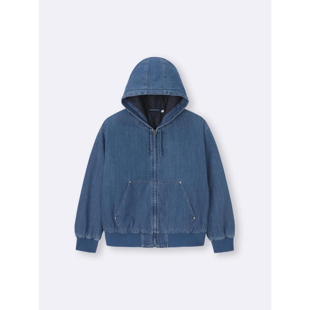 Gu Denim Padded Zip Up Parka