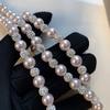 Light purple pearl bracelet necklace women's 5A zircon beaded collarbone chain Korean version new accessories