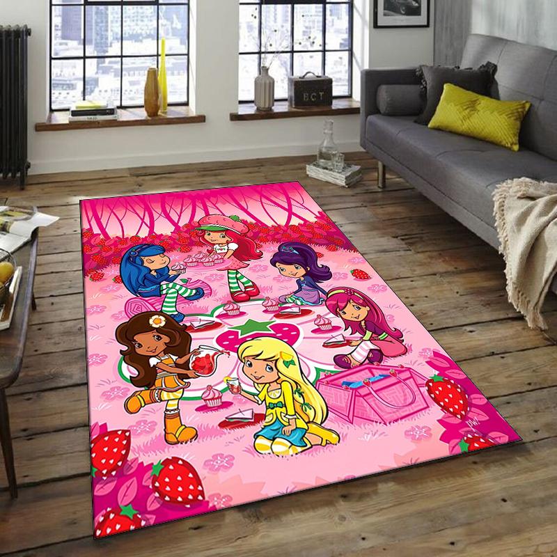 1pc Strawberry Princess5 Design Area Rug - Non-Slip, Soft & Cozy Floor Mat for Living Room, Bedroom, Office - Indoor/Outdoor Decorative Carpet