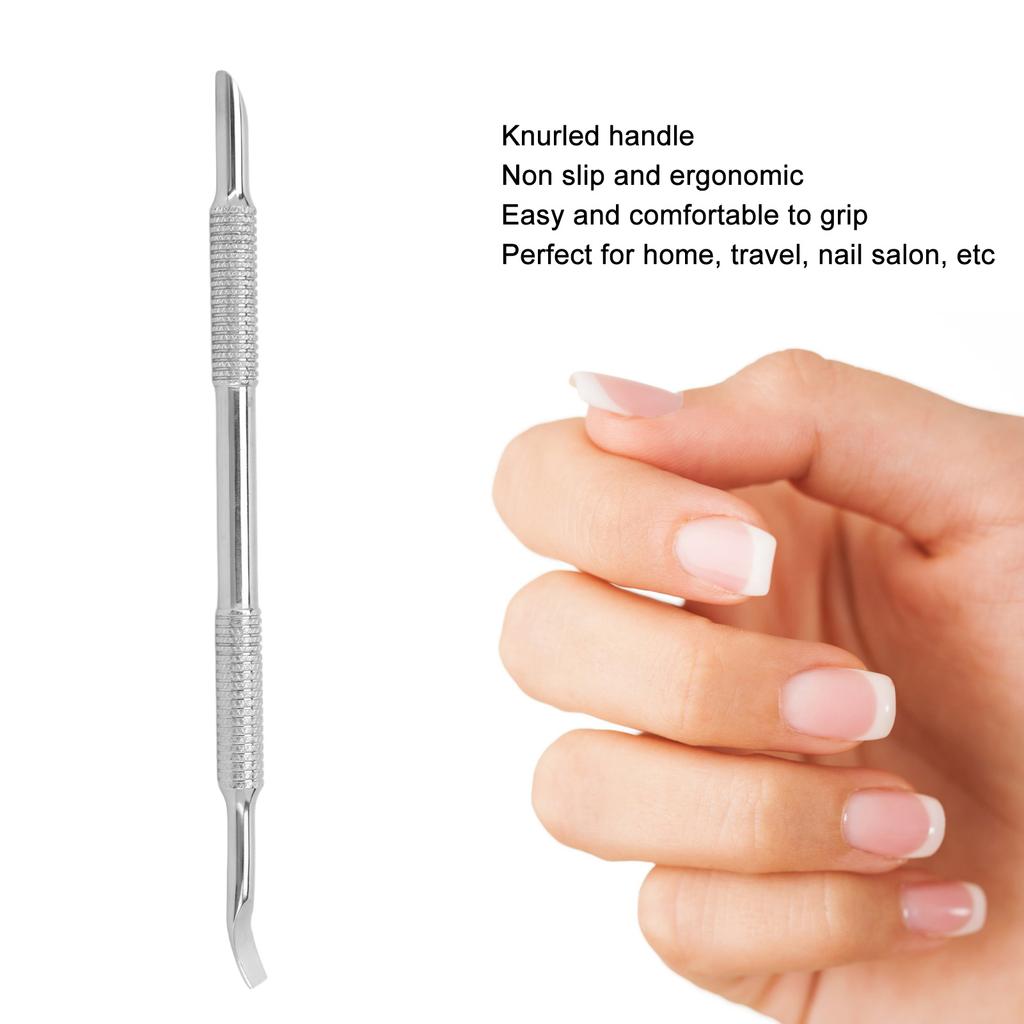 Double Ended Cuticle Pusher Trimmer Stainless Steel Cuticle Remover Cutter Manicure Tool for Fingernail Toenail