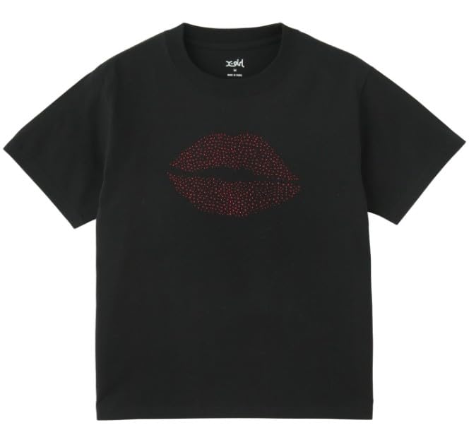 RHINESTONE LIP TEE 105252011015 BLACK S X-girl S/S