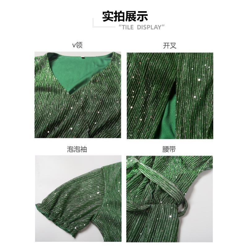 New V-neck High-waisted Strappy Split Long Dresses