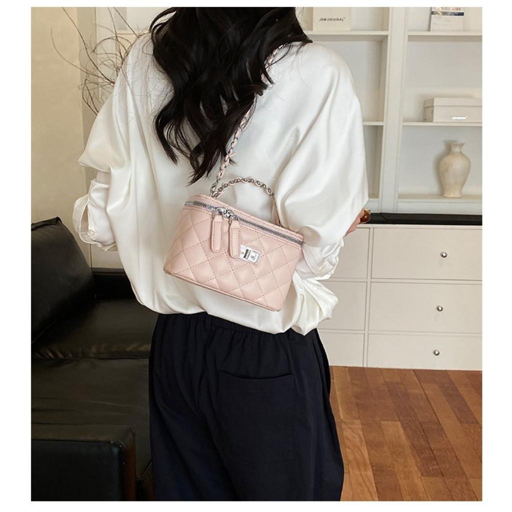 Crossbody Bag Women PU Quilted Chain Strap Daily Commute