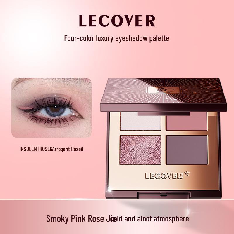 LECOVER Four-Color Eyeshadow Palette: Matte, Pearl, Fine Shimmer & Super Flash Highlights for European and American Styles