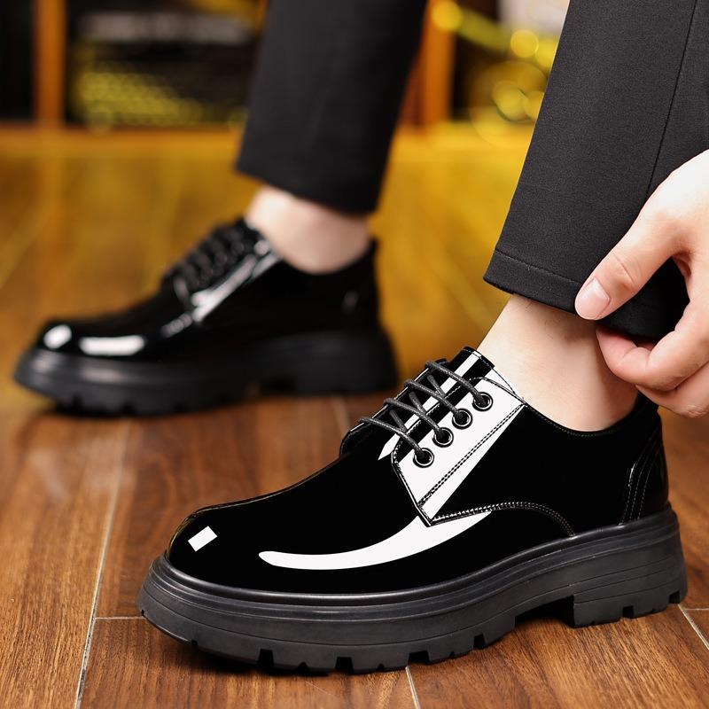 Fashion New Patent Leather Platform Leather Shoes for Men Designer Soft Soled Men's Wedding Shoes Fashion Business Male Dress Shoes