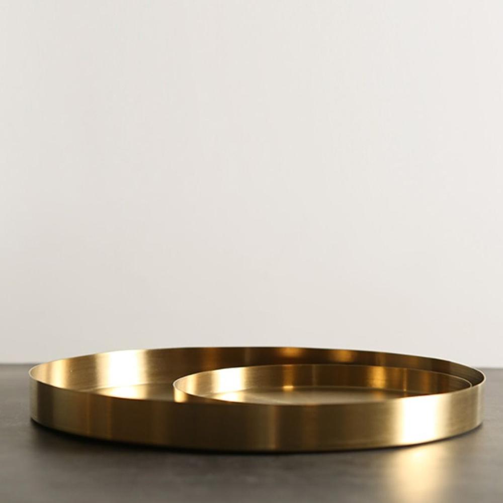 Ronde Vorm Metalen Decoratieve Schalen Roestvrij Staal Sieraden Display Plaat voor Bureau