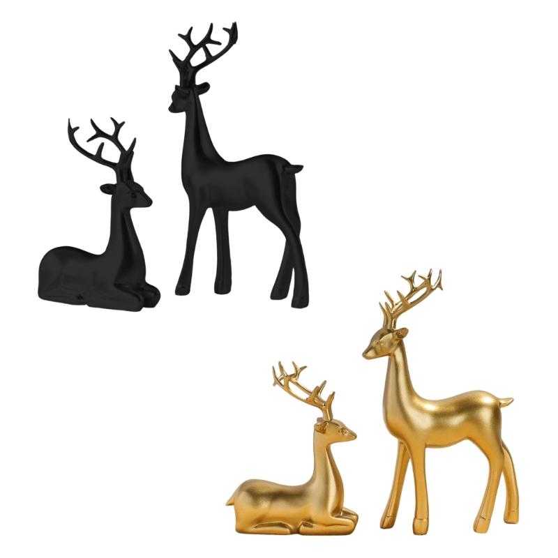Durable Christmas Reindeer Ornament Resin Figurine DIY Holiday Tabletop Decorations For Festival Home Tabletop Decors