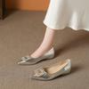 Temperament rhinestone flat shallow single shoes women's new inner height-increasing commuting shoes one pedal Doudou shoes