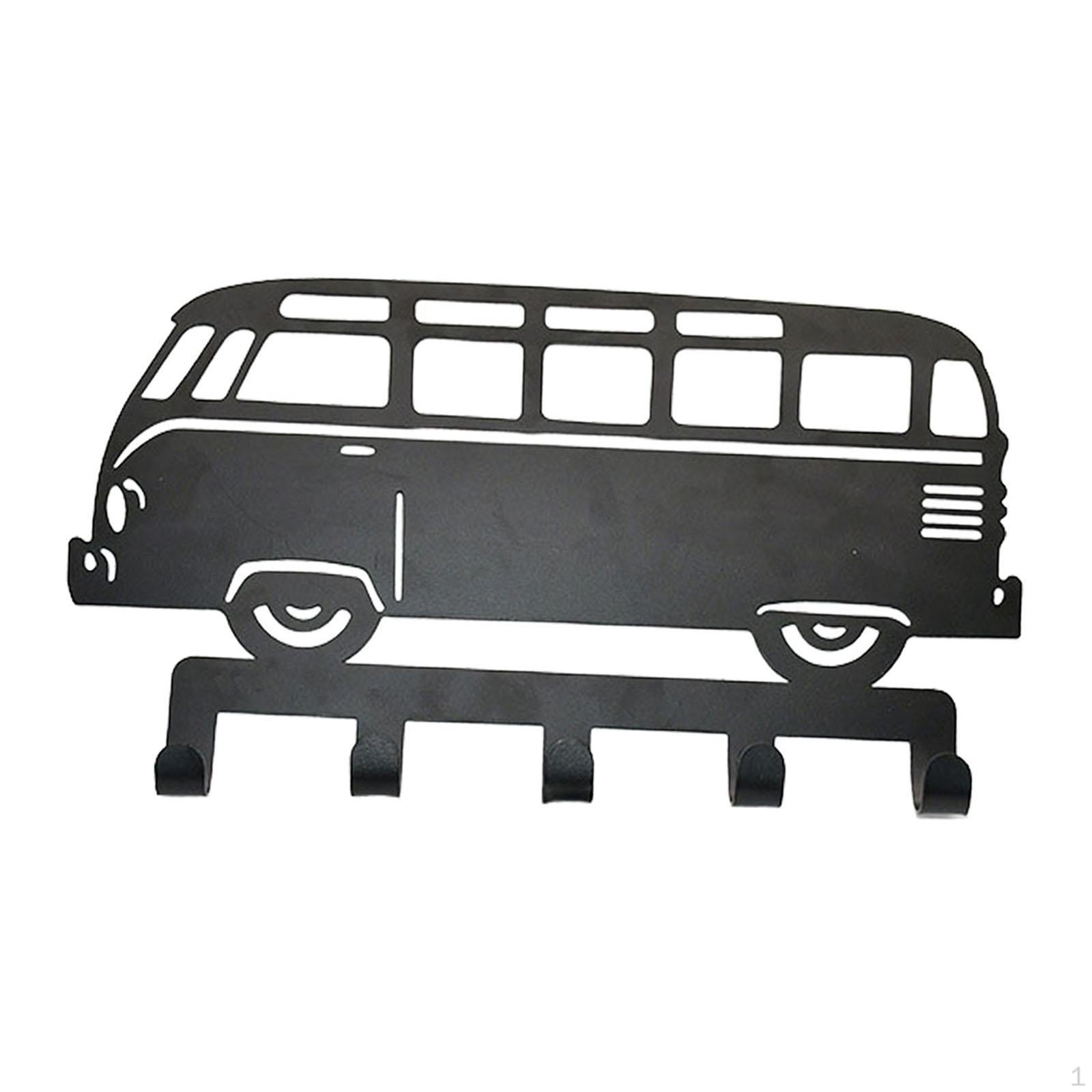 

Черный металлический художественный декор с крючками для хранения вещей, полая железная настенная табличка для фермерского дома, улицы, гостиной 30.5x2x17cm_bus