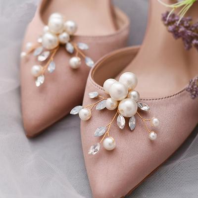 1 Pz Ciondolo/Spilla Borsa Perle Ciondolo Fibbia Fatto a Mano Lega Fiore Clip Scarpe Rimovibile Decorazione Scarpe da Sposa