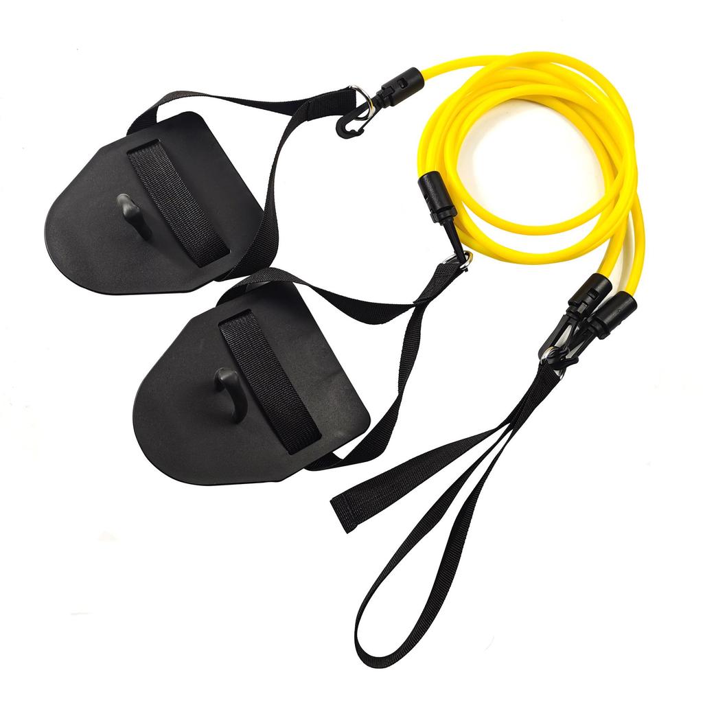 Elastic Multifunctional Resistance Band for Arm Training and Freestyle Sculling with Hand Paddles